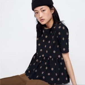 Zara Polka Dot Peplum Top